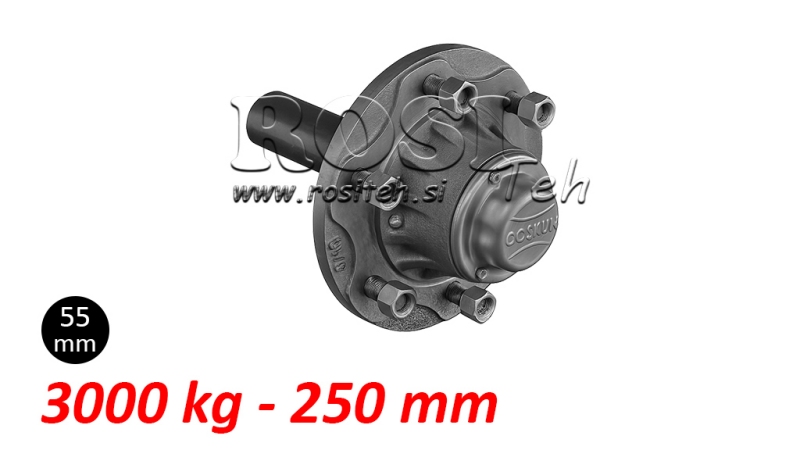 ΗΜΙΑΞΟΝΑΣ ΧΩΡΙΣ ΦΡΕΝΑ - 3000 kg (6 ΒΙΔΕΣ) - 250 mm