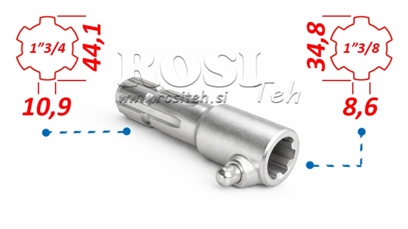 ATTACCAMENTO CARDANICO CON SPILLO da 1”3/8  su 1”3/4