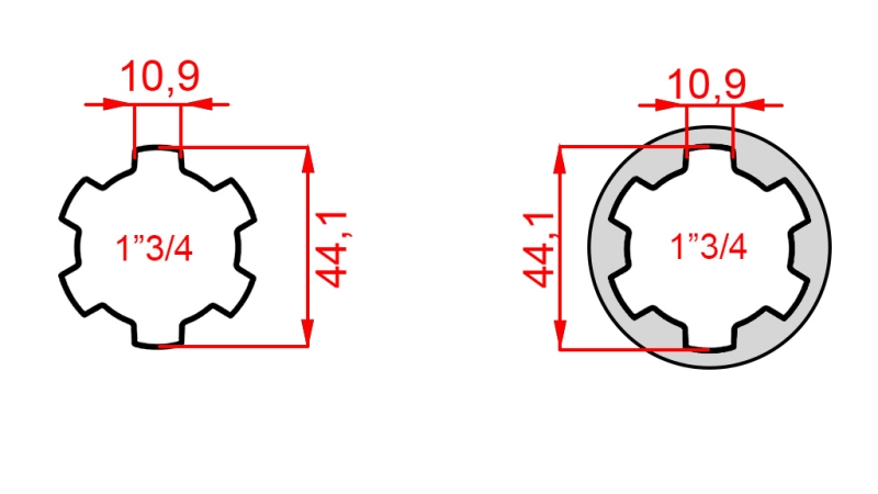 КАРДАНЕН АДАПТЕР С ЩИФТ ОТ 1-3/4 КЪМ 1-3/4 (165 mm)