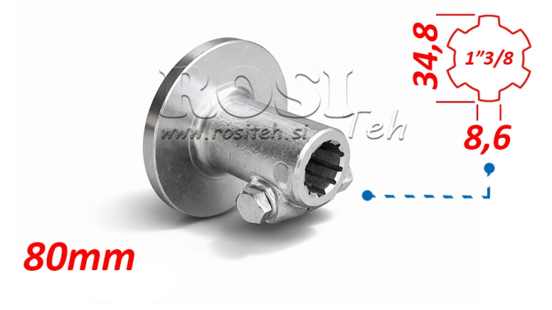 KARDANADAPTERI LAAIPALLA JA TAPPI 1-3/8 (80 mm)