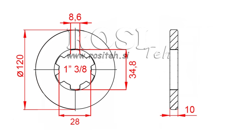 ADAPTOR CARDANIC CU FLANȘĂ ȘI ȘTIFT 1-3/8 (80 mm)