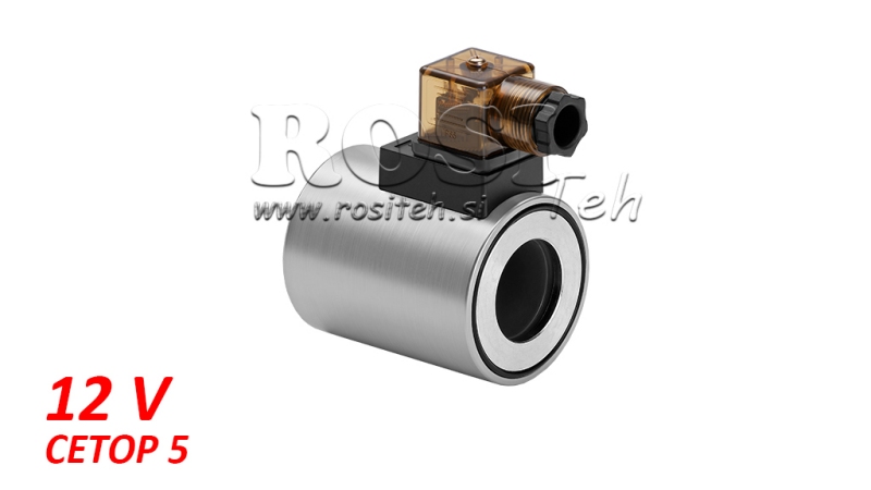 ELEKTROMAGNETISK SPOLE 12V DC TIL CETOP 5 VENTIL - Φ 31.4MM-75MM 37W IP65