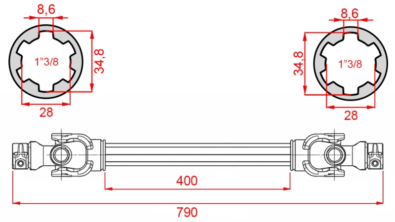 ECO KARDANAXEL 790mm 35-60HP STANDARD