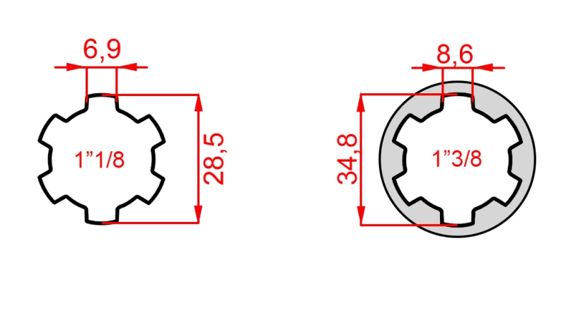 KARDANADAPTERI 1-1/8 → 1-3/8 (140 mm)