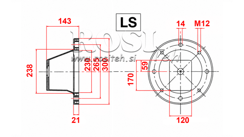 ΥΔΡΑΥΛΙΚΟΣ ΦΛΑΝΤΖΑΣ - ΚΑΜΠΑΝΑ LS300 (EM5,5-9KW/GR2)