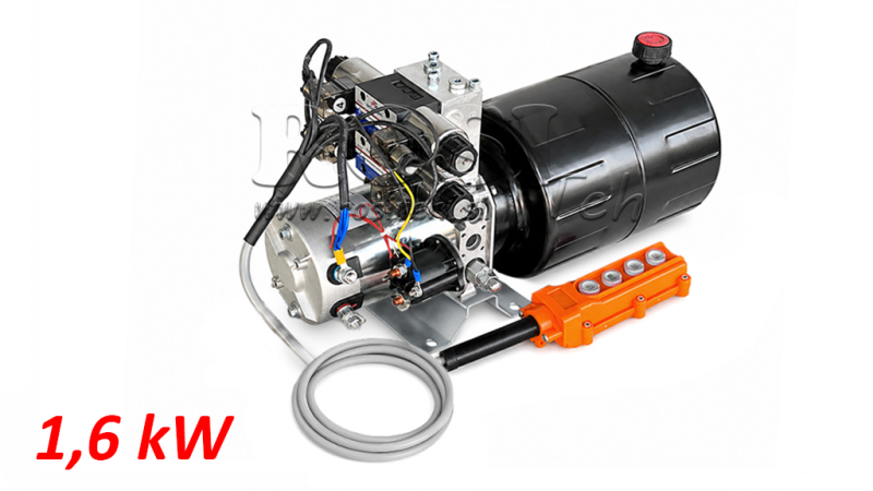 MINI HIDRAULINIS JĖGOS BLOKAS 12V DC - 1.6kW = 2.1cc - 8 lit - 2x bidirekcinių įrenginys (metalinis)