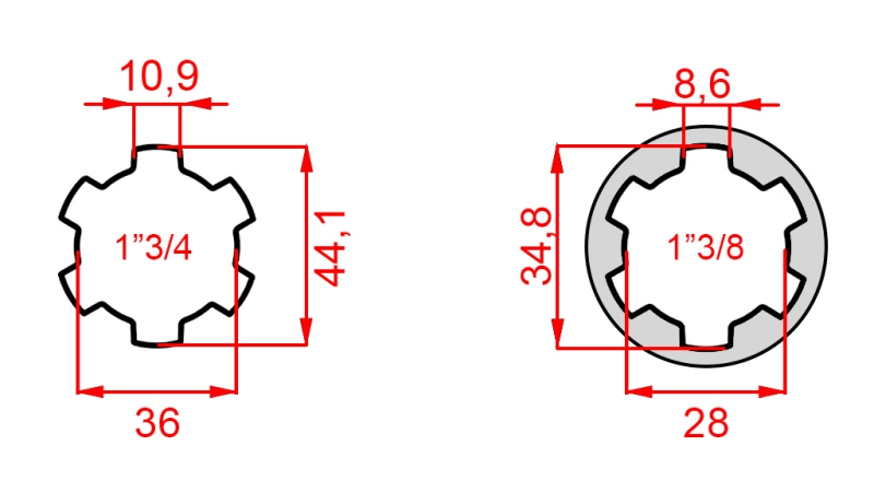 KARDANADAPTER 1-3/8 → 1-3/4 (150 mm)