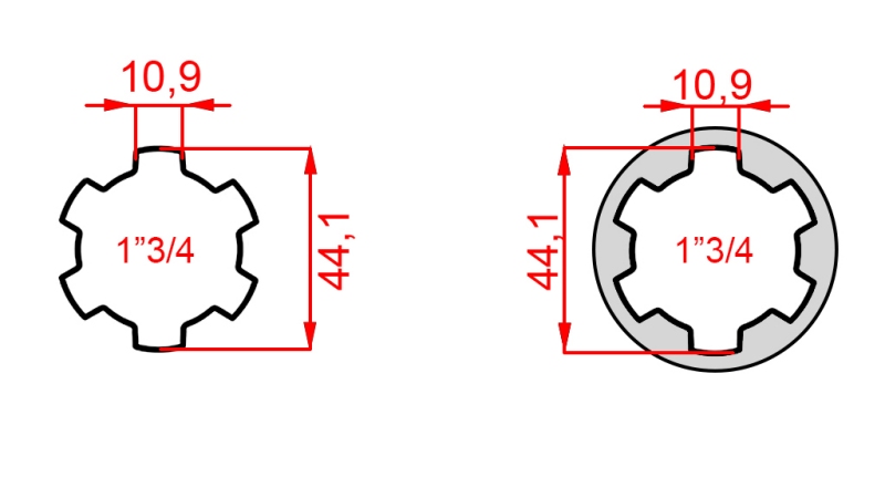 ADAPTOR CARDANIC DE LA 1-3/4 LA 1-3/4 (165 mm)