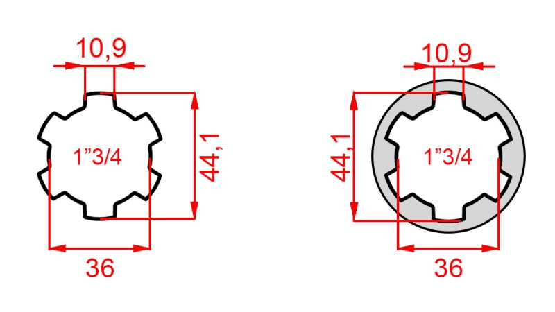 КАРДАНЕН АДАПТЕР ОТ 1-3/4 КЪМ 1-3/4 (165 mm)