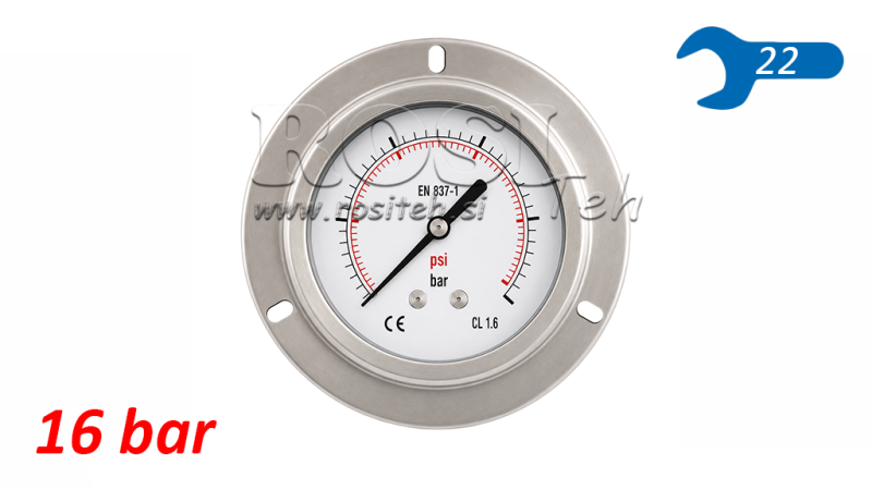 ΜΑΝΟΜΕΤΡΟ DN100 ΠΙΣΩ 0 - 16 BAR - 1/2