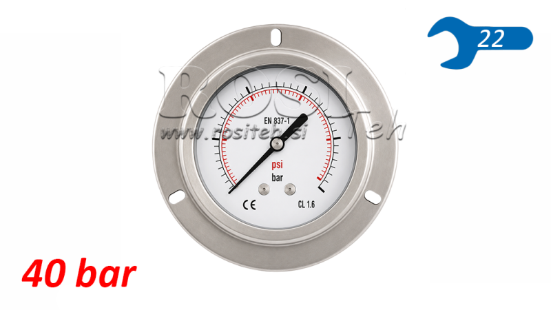 ΜΑΝΟΜΕΤΡΟ DN100 ΠΙΣΩ 0 - 40 BAR - 1/2