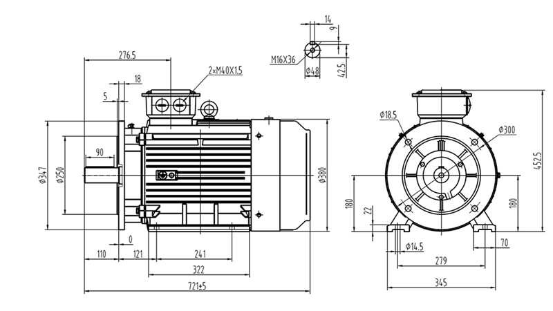 18.5KW-ΗΛΕΚΤΡΙΚΟΣ ΚΙΝΗΤΗΡΑΣ Y3 180M-4_1470RPM 3ΦΑΣΗ ΠΟΔΙΑ+FLANGE-B3B5