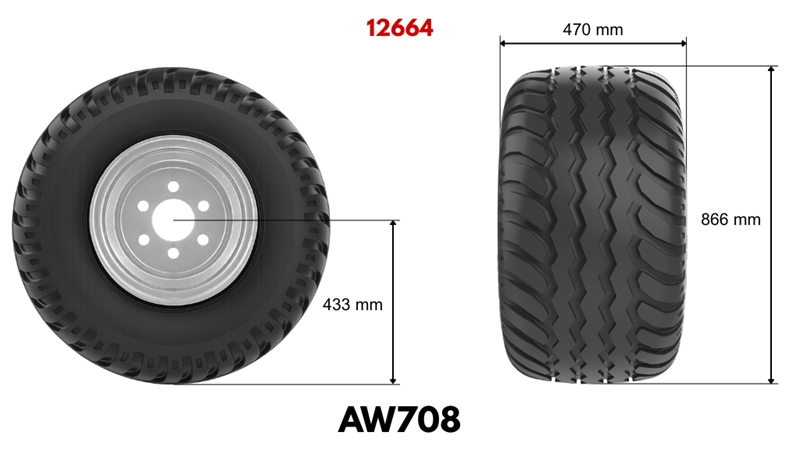 19,0/45-17 ΕΛΑΣΤΙΚΌ AW708 (14 PR) ΜΕ ΖΆΝΤΑ 16,00 x 17