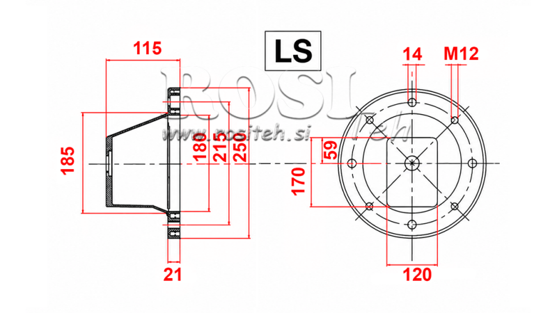 FLANGIA IDRAULICA - CAMPANA LS255 (EM2,2-4kW/GR3)