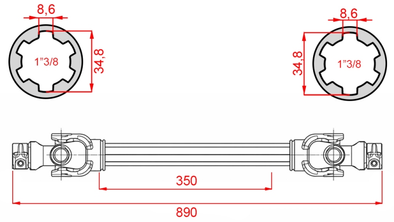 ECO KARDANAKSEL 890mm 30-75HP STANDARD