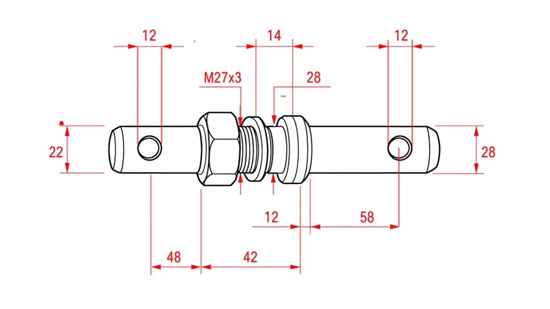 ΠΙΝΑΣ ΣΤΗΡΙΞΗΣ FI22/28MM ΜΕ ΣΠΕΙΡΩΜΑ M27X3