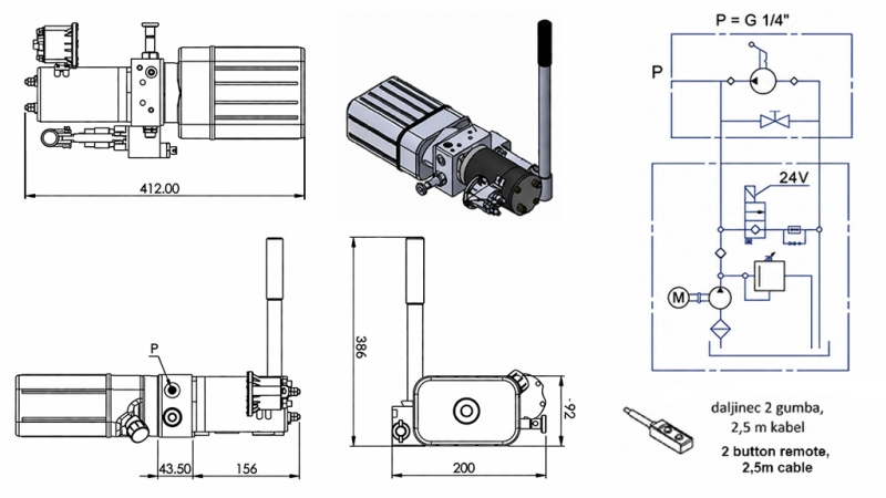 ΜΙΝΙ ΥΔΡΑΥΛΙΚΗ ΜΟΝΑΔΑ 24V DC - 0.8KW = 0.5CC - 1.5 ΛΙΤΡΑ - ΜΟΝΑΔΑ ΜΟΝΗΣ ΔΡΑΣΗΣ (PVC) ΜΕ ΧΕΙΡΟΚΙΝΗΤΗ ΑΝΤΛΙΑ