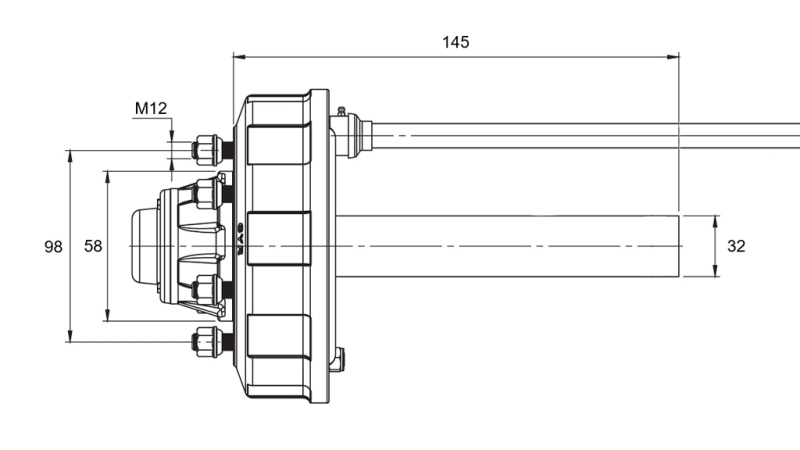 POLOOSA S BRZDAMI - 450 kg (4 ŠROUBY) - 145 mm