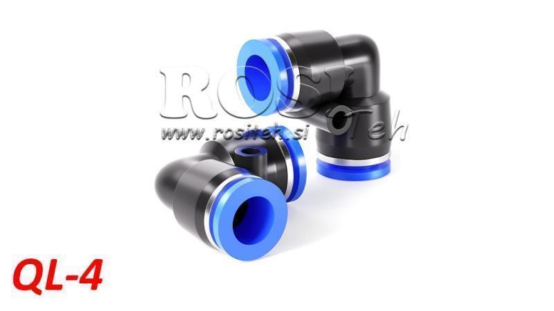 PNEUMATICKÝ ZÁVITOVÝ KONEKTOR ÚHEL TPA BEZ ZÁVITU QL-4