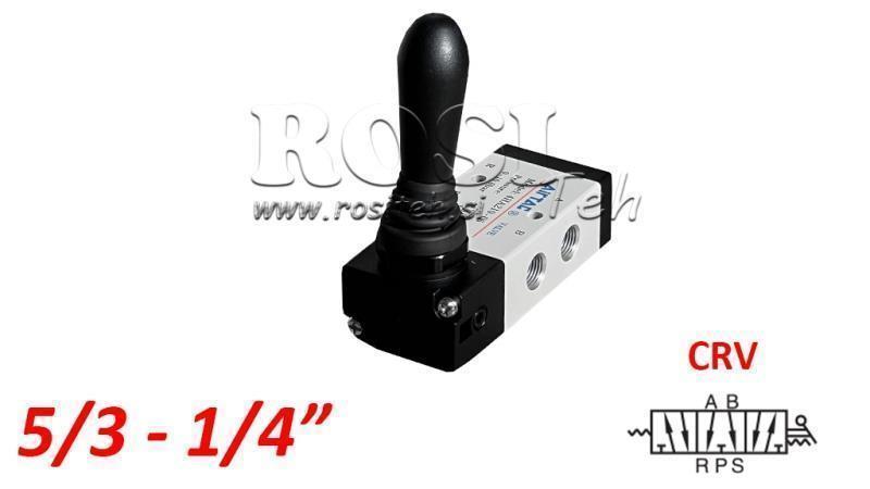 ΠΝΕΥΜΑΤΙΚΗ ΧΕΙΡΟΚΙΝΗΤΗ ΒΑΛΒΙΔΑ 5/3 1/4 PRT-0853-CRV ΕΠΙΣΤΡΟΦΗ ΜΕ ΕΛΑΤΗΡΙΟ