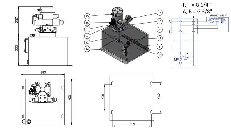 ΜΙΝΙ ΥΔΡΑΥΛΙΚΟΣ ΣΥΝΑΓΩΓΟΣ 12V DC - 1.6kW = 2.1cc - 25 λίτρα - διπλής κατεύθυνσης συναρμολόγηση (μεταλλικό)