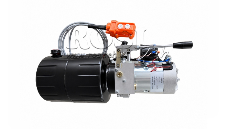 MINI HYDRAULISK POWER-PACK 12V DC - 1.6kW = 2.1cc - 8 liter - enfase enhet MED MANUELL PUMPE