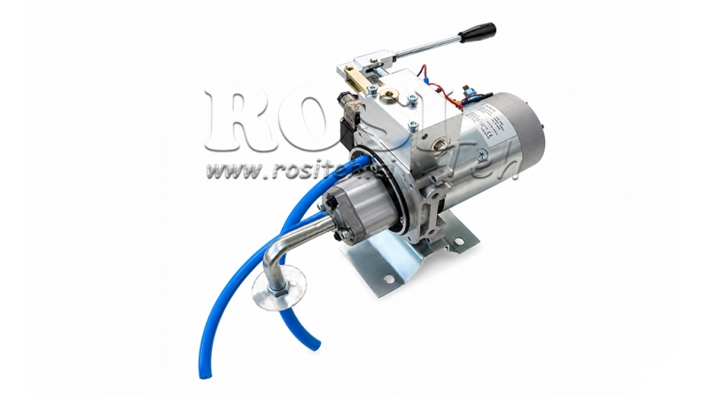 MINI HYDRAULISK POWER-PACK 12V DC - 1.6kW = 2.1cc - 8 liter - enfase enhet MED MANUELL PUMPE