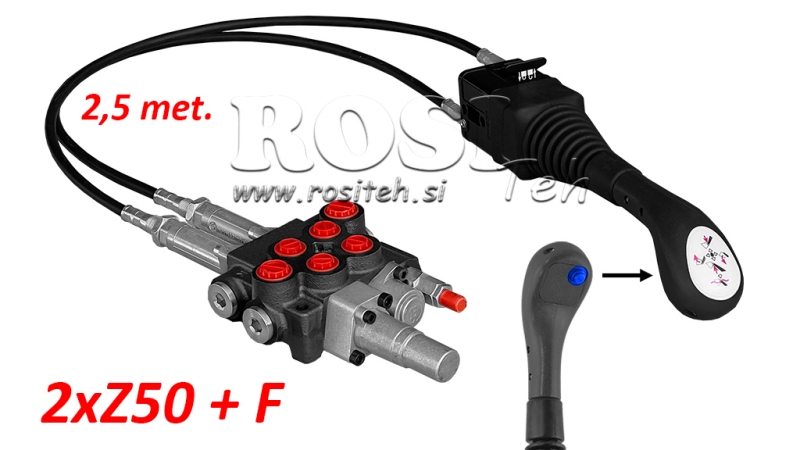 JOYSTICK 1x ΚΟΥΜΠΙ - ΚΑΛΩΔΙΟ BOWDEN 2,5 m + ΥΔΡΑΥΛΙΚΗ ΒΑΛΒΙΔΑ 2xZ50 + ΛΕΙΤΟΥΡΓΙΑ ΠΛΕΥΣΗΣ