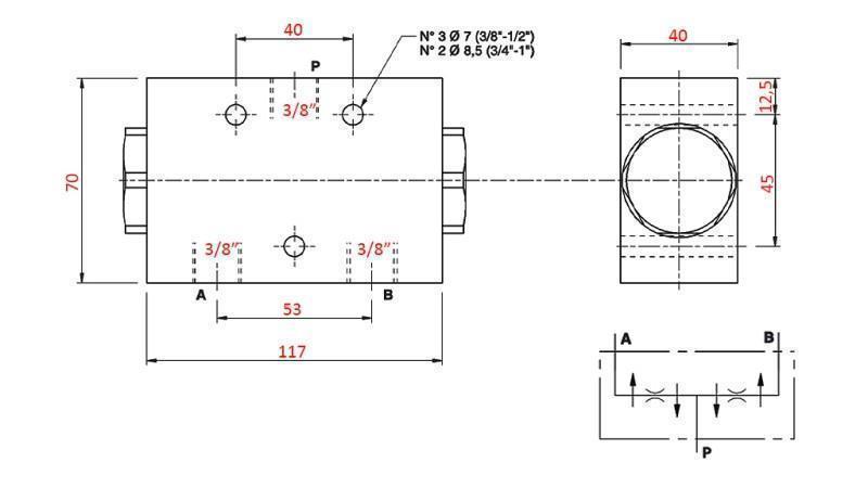 ΒΑΛΒΙΔΑ ΔΙΑΝΟΜΗΣ ΥΔΡΑΥΛΙΚΟΥ ΡΕΥΜΑΤΟΣ V1020 DFL 1-3 λίτρα - 3/8 - 250 bar (max.300 bar) ΜΕΤΑΛΛΟ