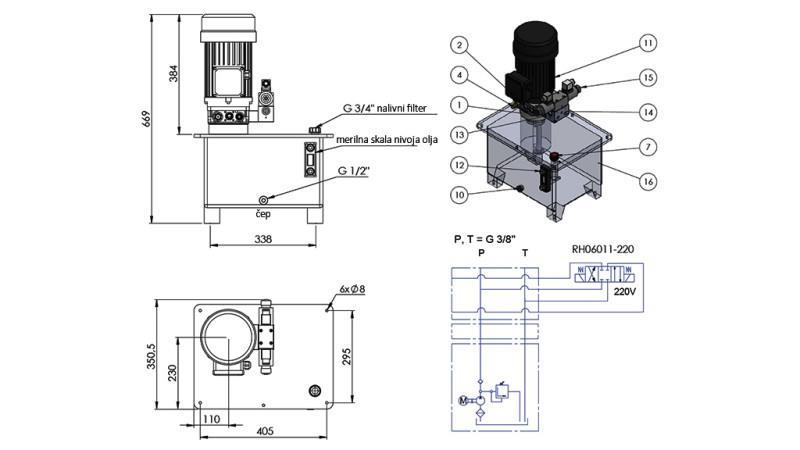 ΜΙΚΡΗ ΥΔΡΑΥΛΙΚΗ ΣΥΣΚΕΥΗ 380V AC (4 kW) 160 bar - 8 cc - 12 lit/min - δεξαμενή 25 lit