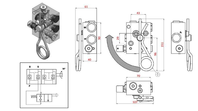 HYDRAULINEN JARRUVENTTIILI - PERÄVAUNULLE TS 04.726.A