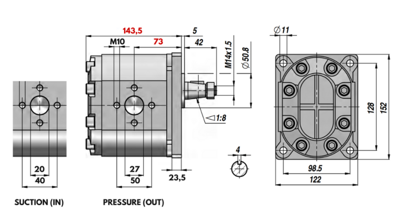 HYDRAULICKÉ ČERPADLO GR.3 43 CC LEVÉ - PŘÍROBNICE