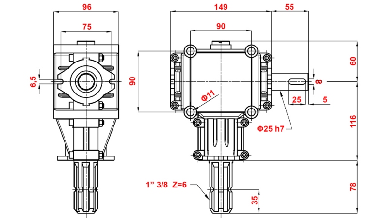 ΓΕΝΝΗΤΡΙΑ ΓΩΝΙΑΚΟΥ ΣΥΓΚΡΟΥΣΜΟΥ PTO 1:2.88 (10HP-7KW)