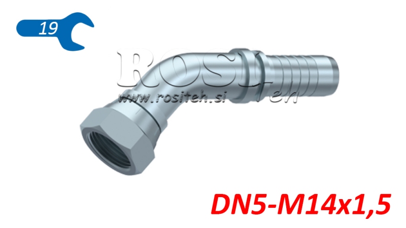 CONEXIUNE HIDRAULICĂ BSP FEMELĂ ÎN COLȚ 45° DN5-M14X1,5