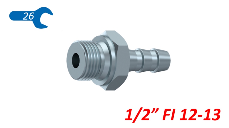 CONEXIUNE HIDRAULICĂ MASCULINĂ 1/2 PENTRU FURTUN DE CAUCIUC Φ 12-13