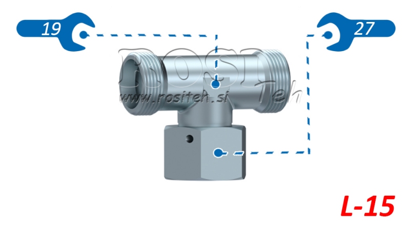 HIDRAVLIČNI T KOM L-15 Z VRTLJIVO MATICO CENTRALNO M22x1,5