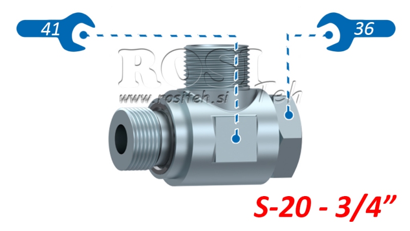 ΥΔΡΑΥΛΙΚΟΣ ΠΕΡΙΣΤΡΕΦΟΜΕΝΟΣ ΓΩΝΙΑΚΟΣ ΣΥΝΔΕΣΜΟΣ SWVE (20S) M30X2-BSP 3/4