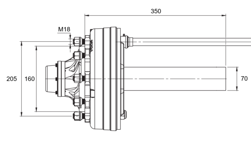ΗΜΙΑΞΟΝΑΣ ΜΕ ΦΡΕΝΑ - 3600 kg (6 ΒΙΔΕΣ) - 350 mm