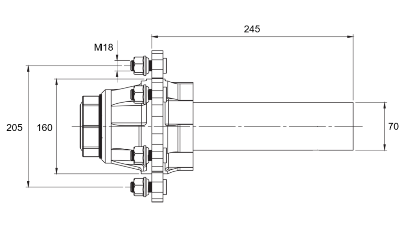 ΗΜΙΑΞΟΝΑΣ ΧΩΡΙΣ ΦΡΕΝΑ - 3600 kg (6 ΒΙΔΕΣ) - 245 mm