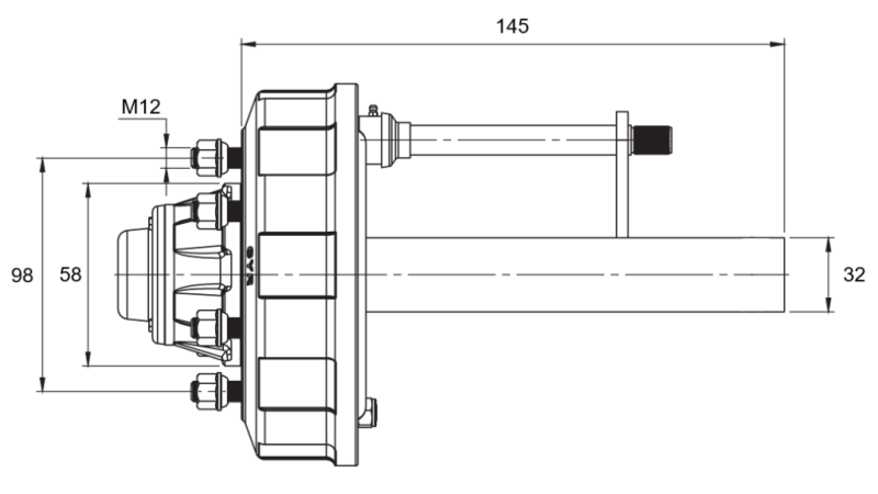 ΗΜΙΑΞΟΝΑΣ ΜΕ ΦΡΕΝΑ - 450 kg (4 ΒΙΔΕΣ) - 145 mm