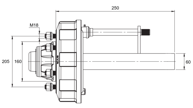 ΗΜΙΑΞΟΝΑΣ ΜΕ ΦΡΕΝΑ - 2700 kg (6 ΒΙΔΕΣ) - 250 mm