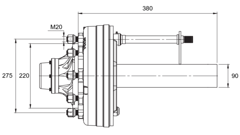 ΗΜΙΑΞΟΝΑΣ ΜΕ ΦΡΕΝΑ - 5000 kg (8 ΒΙΔΕΣ) - 380 mm