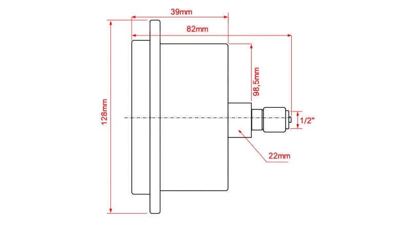 ΜΑΝΟΜΕΤΡΟ DN100 ΠΙΣΩ 0 - 2.5 BAR - 1/2
