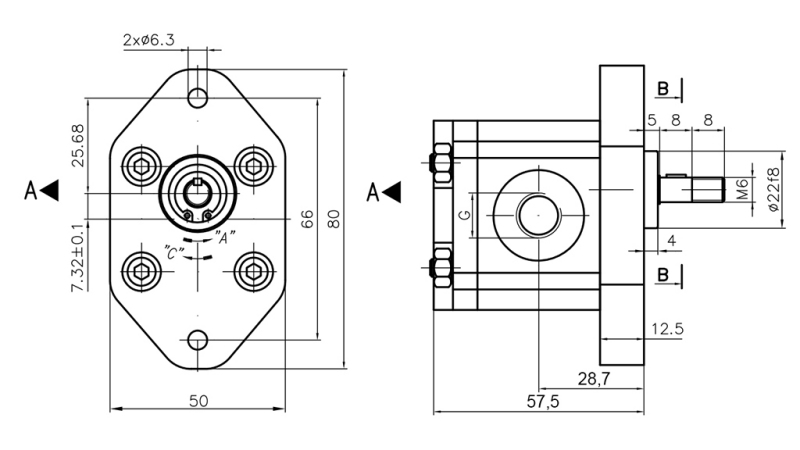 HYDRAULIKPUMPE 00A0.5X032 GR.0 - 0,5cc - VENSTRE