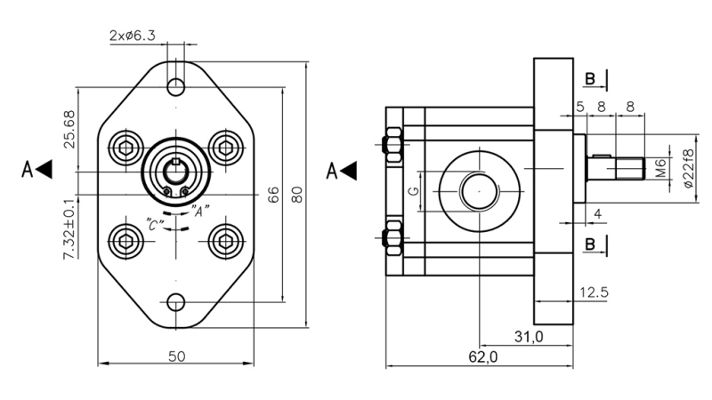 HYDRAULIKPUMPE 00A1X032 GR.0 - 1cc - LINKS