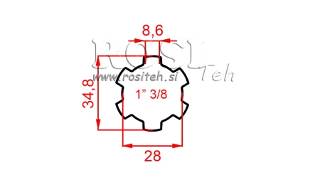 KARDANO ADAPTERIS 1-3/8 DVIPUSIS (400 mm)