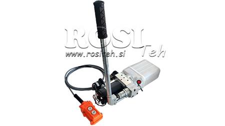 MINI HYDRAULIKAGGREGAT 12V DC - 0.8kW = 0.5cc - 1.5 lit - einphasige Einheit (PVC) mit Handpumpe
