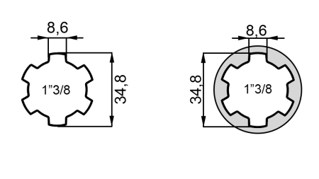 ATTACCAMENTO CARDANICO CON SPILLO da 1”3/8  su 1”3/8