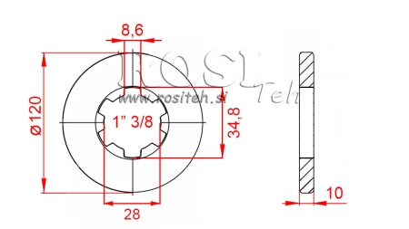ADAPTOR CARDANIC CU FLANȘĂ ȘI ȘTIFT 1-3/8 (80 mm)