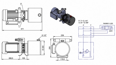 ΜΙΚΡΗ ΥΔΡΑΥΛΙΚΗ ΜΟΝΑΔΑ ΙΣΧΥΟΣ 230V AC (1.5 kW) - 5.8 cc - 8.2 lit/min - δεξαμενή 6 lit